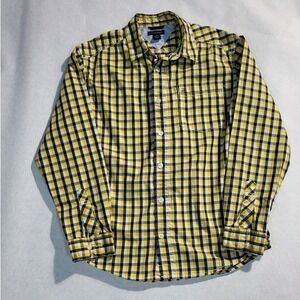 Tommy Hilfiger Plaid Button Down Shirt Long Sleeve Checkered Yellow Black M